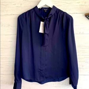 NWT blue tie blouse